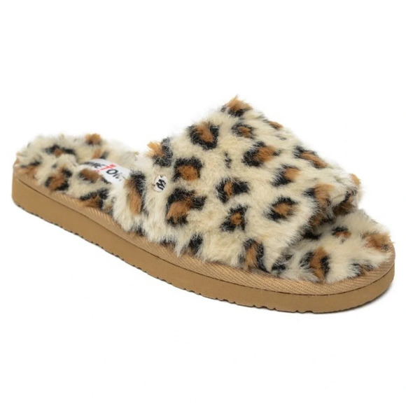 Minnetonka • Women’s Lolo Slides Leopard Print Slippers Faux Fur - Picture 1 of 9